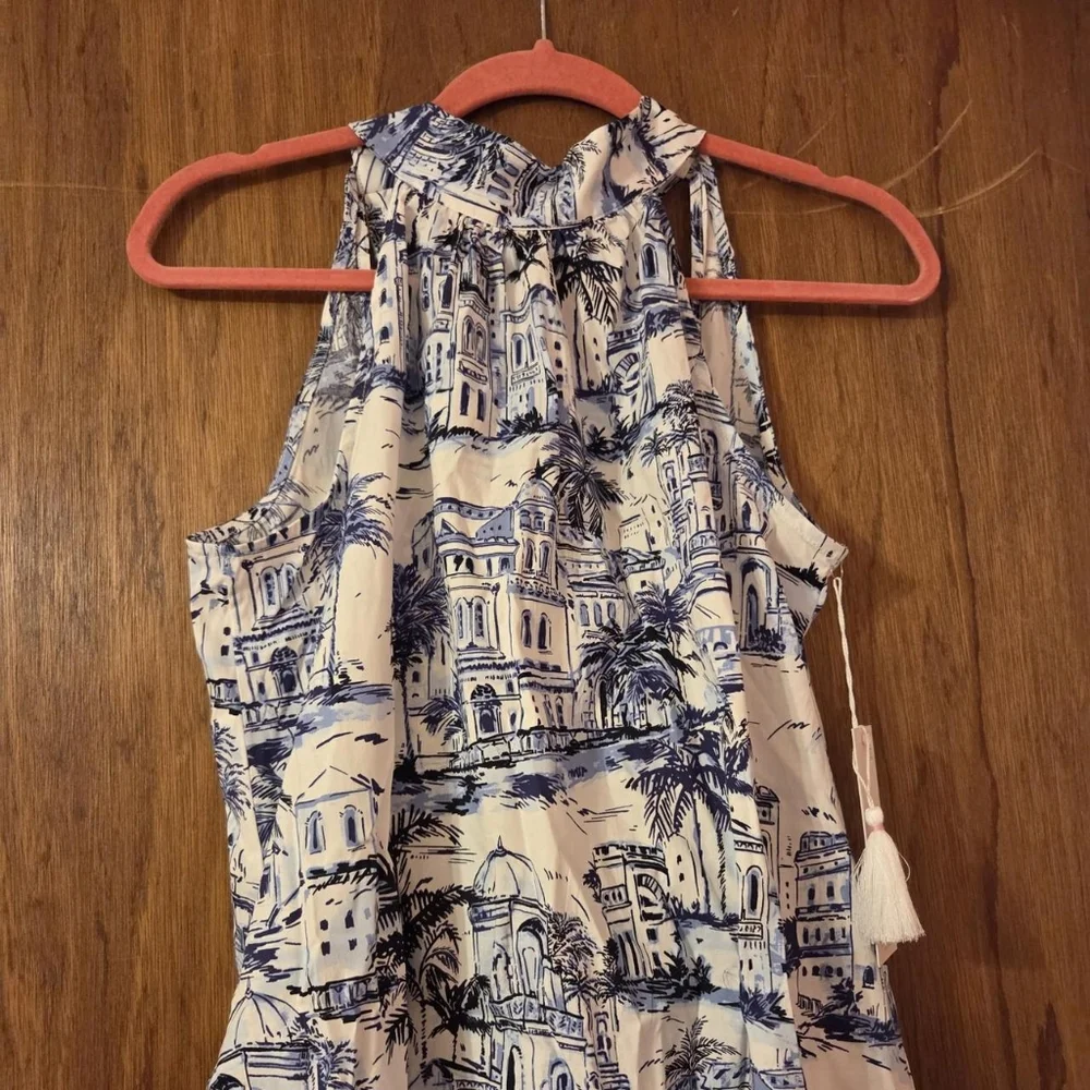 BNWT Calypso St. Barth white and blue halter neck dress size x-small - Picture 3 of 8